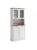 Balcão duas portas com oratória na cor branco lavado com honey / coleção Alma